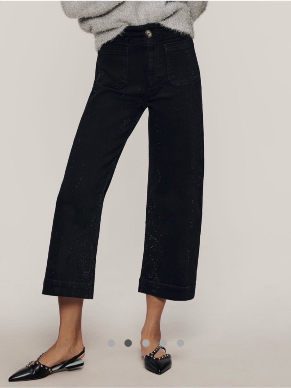 The Colette Black Cropped Wide-Leg Jeans by Maeve - Anthropologie NWT